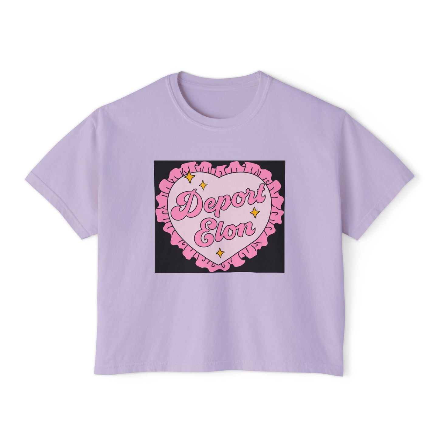 Depor-Elon Women's Boxy Tee, Trendy Graphic Tee, Statement T-Shirt, Casual Fashion Top, Irreverent Gift Idea, Summer Style Top