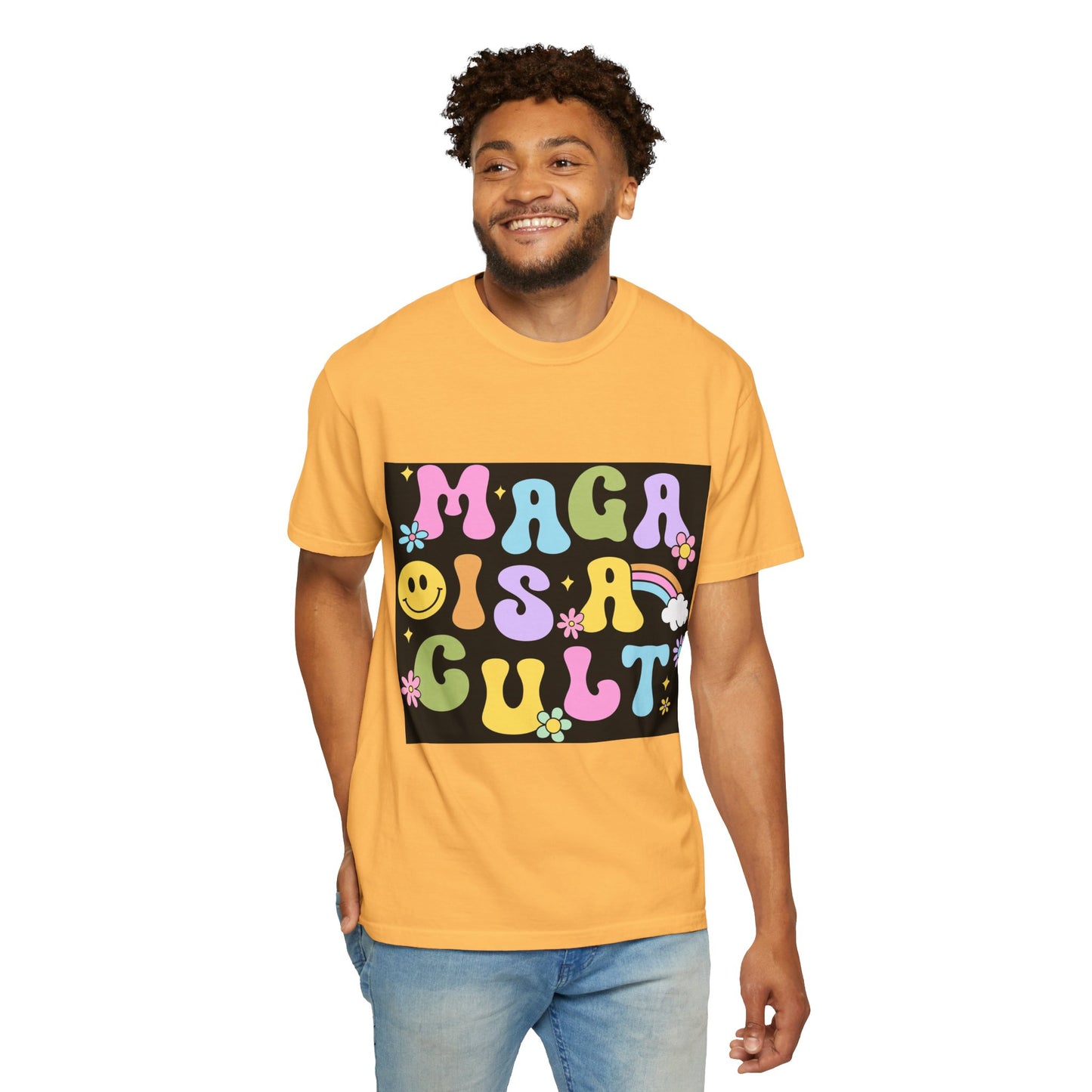 Colorful Statement T-Shirt - 'MAGA IS A CULT' Graphic Tee, Unisex T-Shirt, Trendy Apparel, Fun Gift, Casual Wear