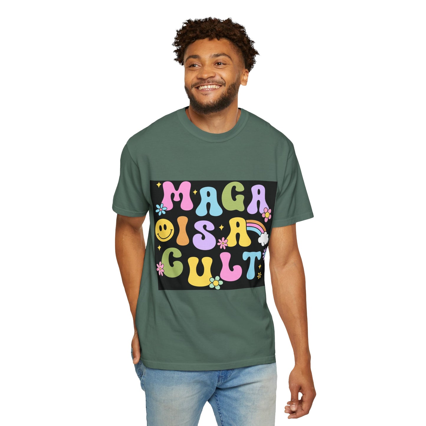 Colorful Statement T-Shirt - 'MAGA IS A CULT' Graphic Tee, Unisex T-Shirt, Trendy Apparel, Fun Gift, Casual Wear