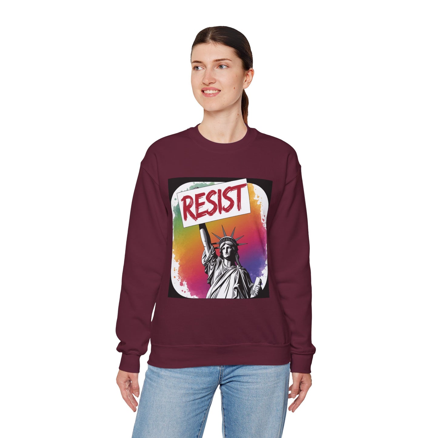 Colorful 'Resist' Crewneck Sweatshirt for Activists, Unisex Sweatshirt, Gift for Rally Participants, Statement Apparel, Casual [...]