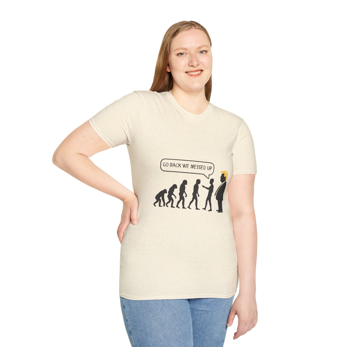 Evolution Humor Unisex Softstyle T-Shirt, Funny Tee, Gift for Friends, Casual Wear, Statement Apparel, Quirky Election Shirt