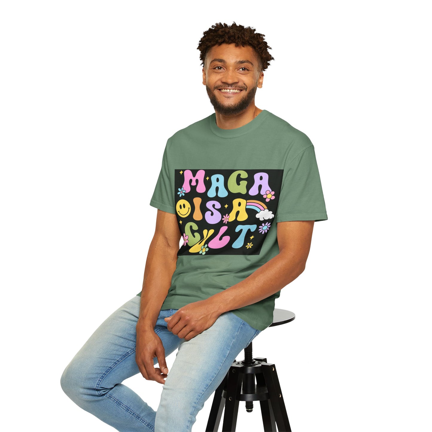 Colorful Statement T-Shirt - 'MAGA IS A CULT' Graphic Tee, Unisex T-Shirt, Trendy Apparel, Fun Gift, Casual Wear