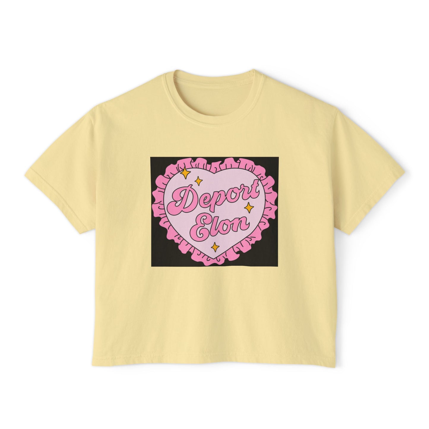 Depor-Elon Women's Boxy Tee, Trendy Graphic Tee, Statement T-Shirt, Casual Fashion Top, Irreverent Gift Idea, Summer Style Top
