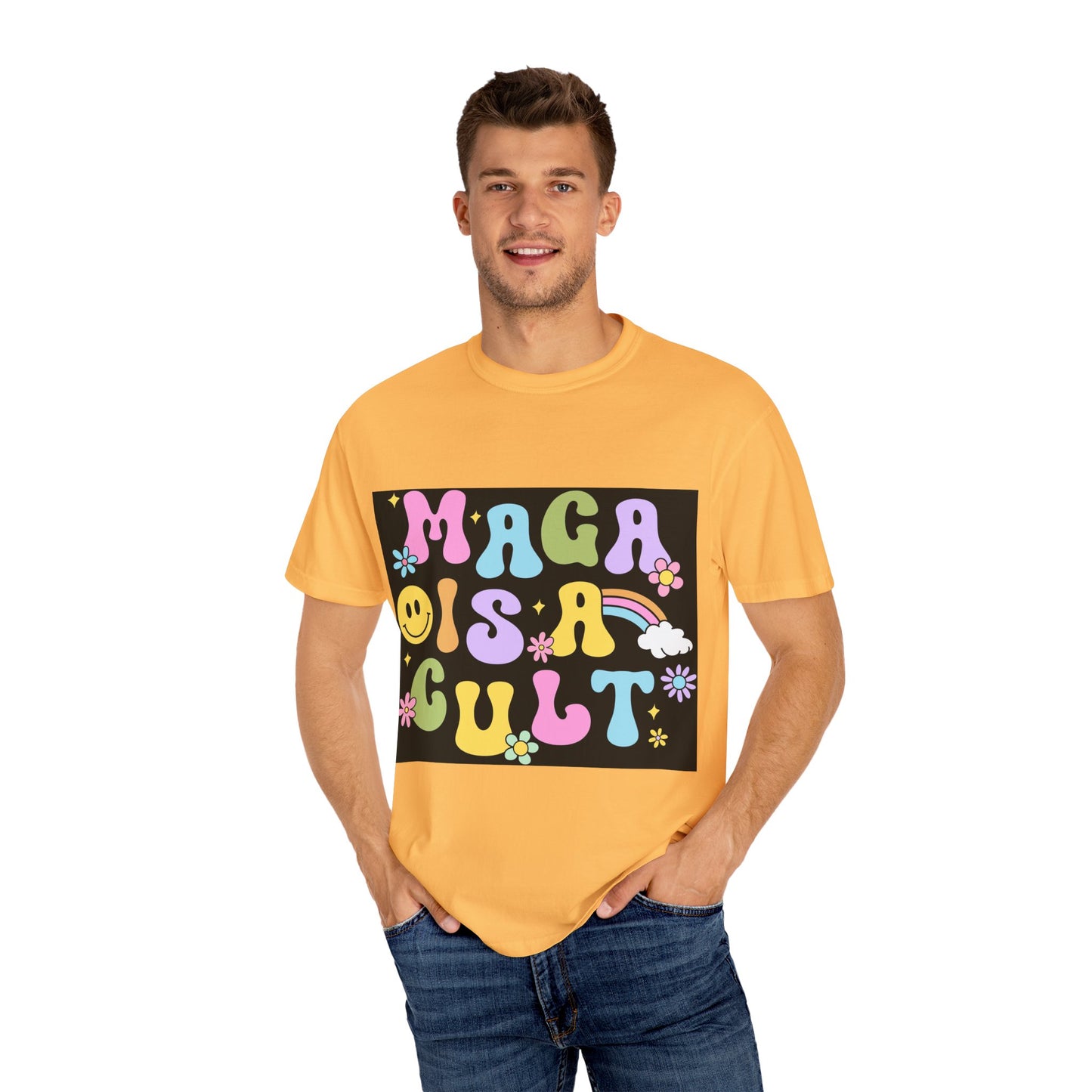 Colorful Statement T-Shirt - 'MAGA IS A CULT' Graphic Tee, Unisex T-Shirt, Trendy Apparel, Fun Gift, Casual Wear