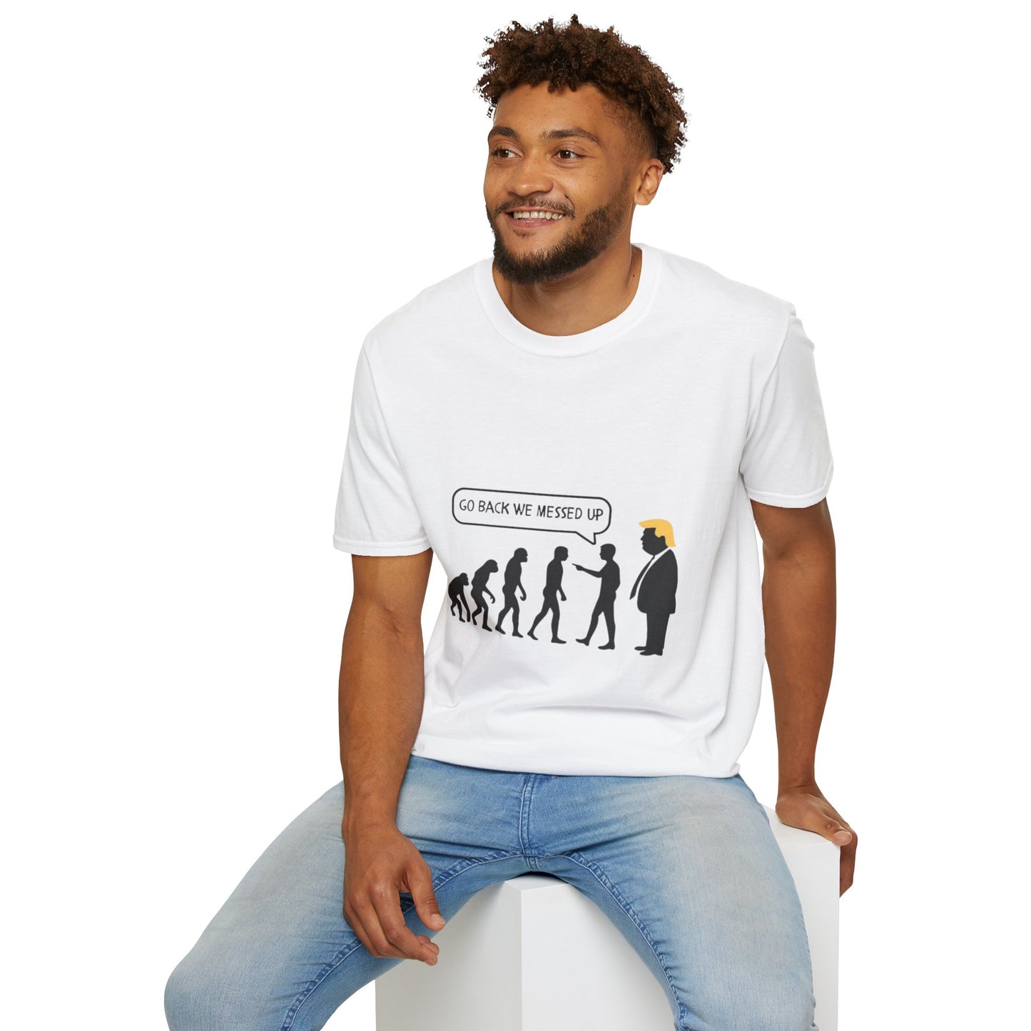 Evolution Humor Unisex Softstyle T-Shirt, Funny Tee, Gift for Friends, Casual Wear, Statement Apparel, Quirky Election Shirt