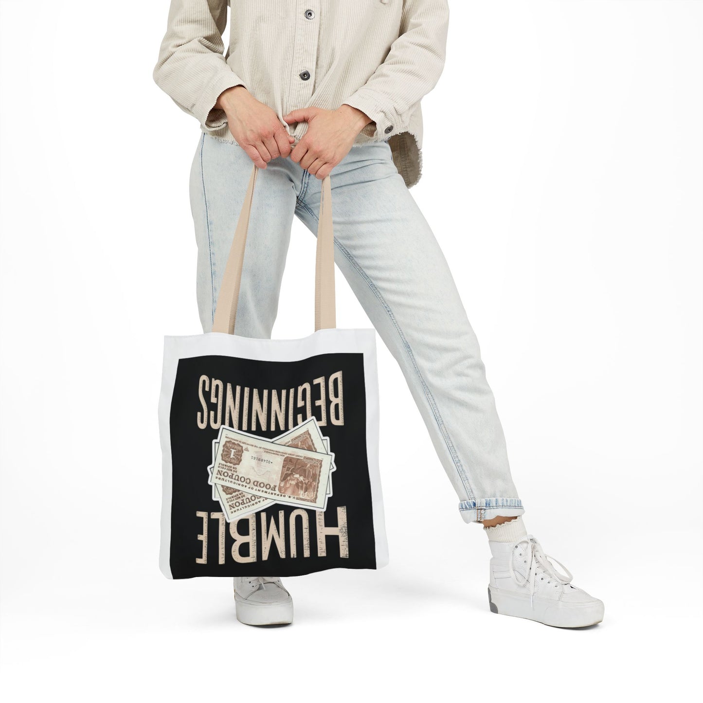 Humble Beginnings Canvas Tote Bag, Eco-Friendly Shopping Bag, Beach Tote, Gift for Graduates, Stylish Everyday Bag