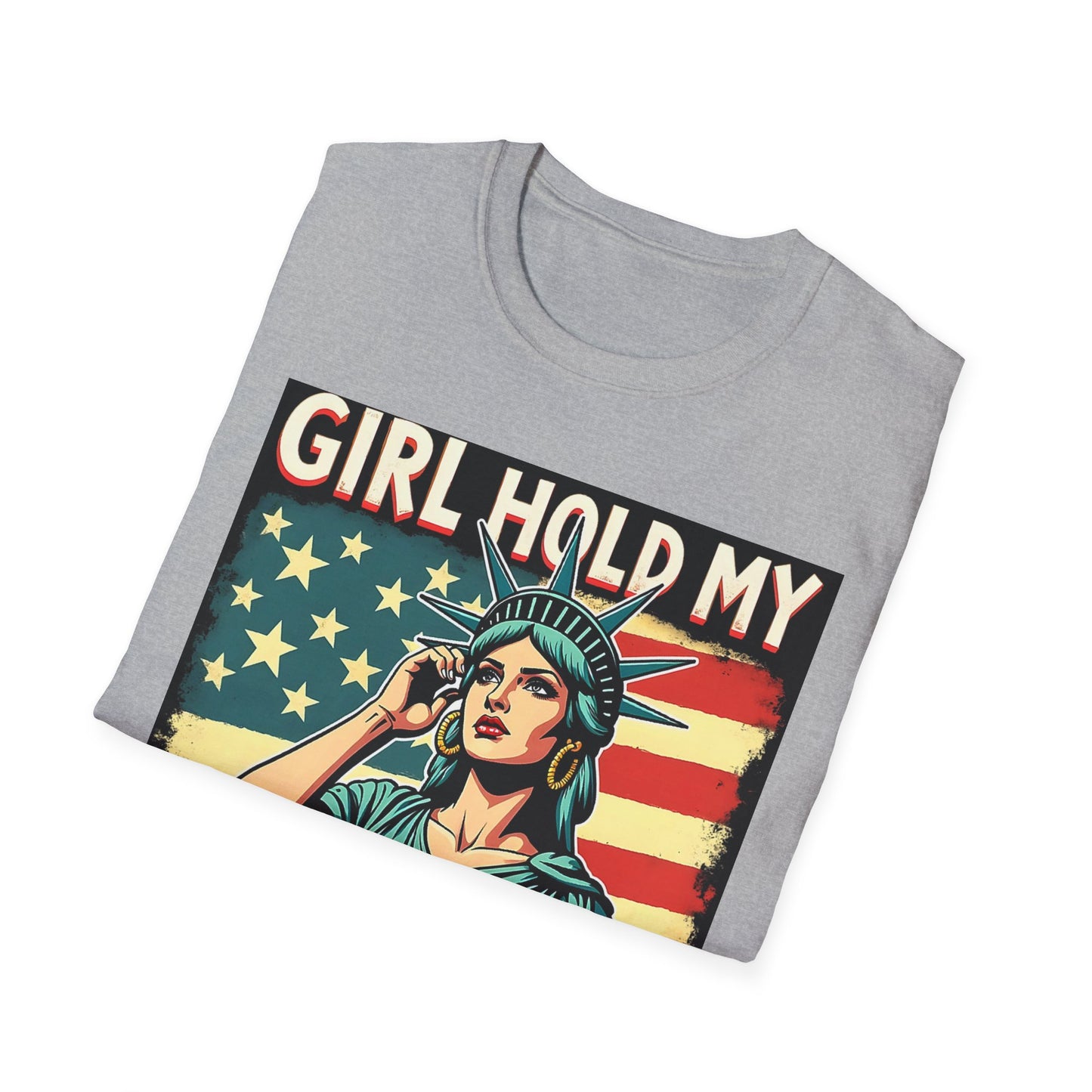 Patriotic Graphic Tee - "Girl Hold My Earrings" Unisex Softstyle T-Shirt, Independence Day, Gifts for Her, Fun Statement Shirt, [...]
