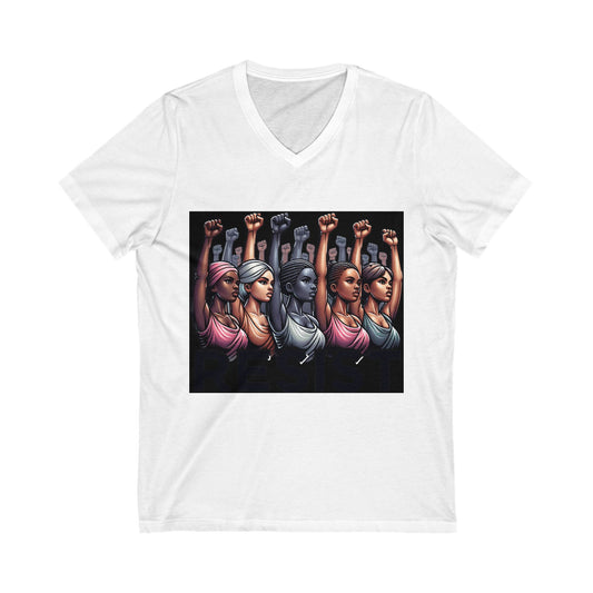 Empowering Graphic V-Neck Tee, Feminist Art Shirt, Casual Everyday Wear, Gift for Her, Social Justice Apparel