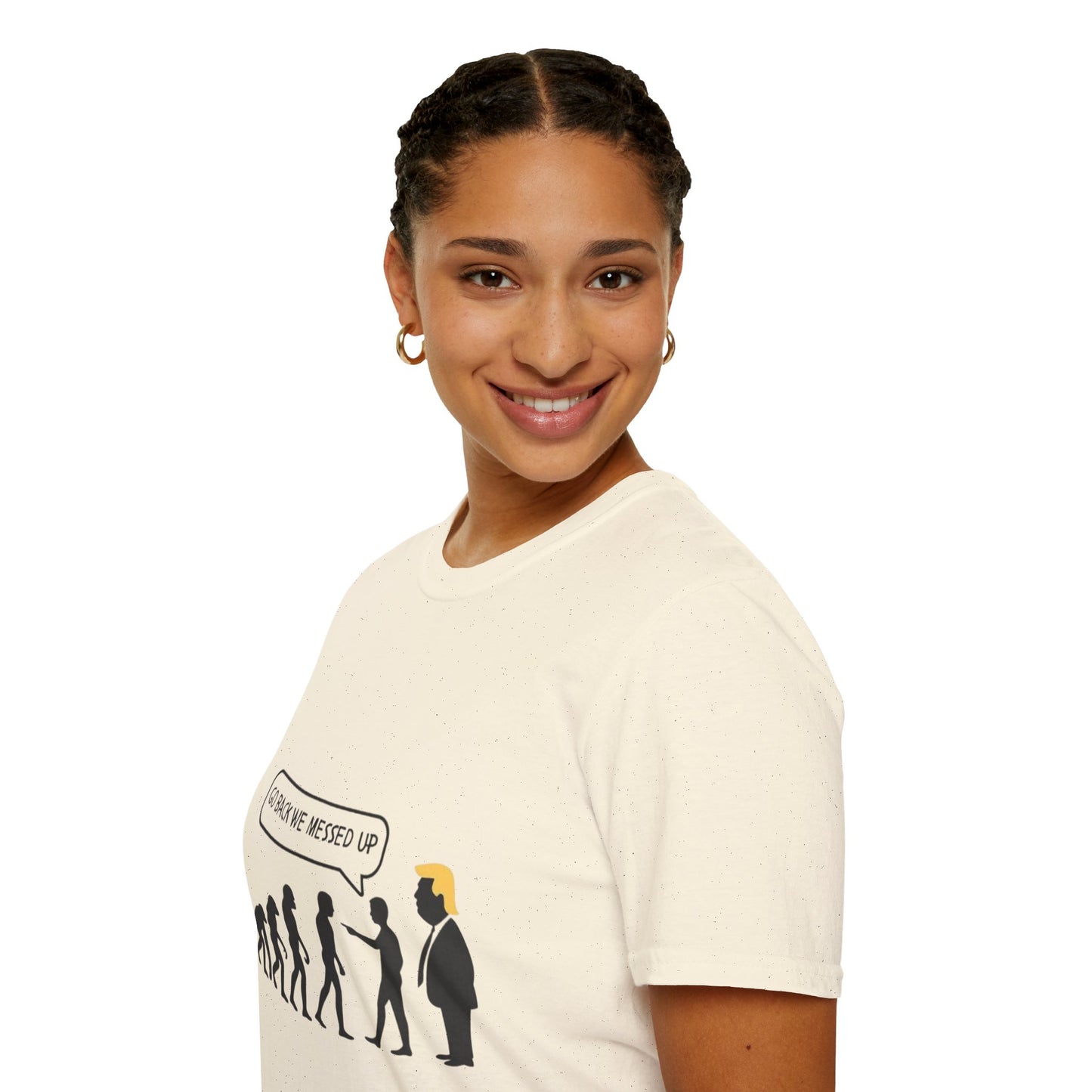 Evolution Humor Unisex Softstyle T-Shirt, Funny Tee, Gift for Friends, Casual Wear, Statement Apparel, Quirky Election Shirt