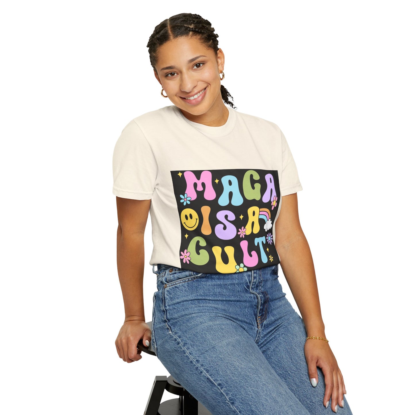 Colorful Statement T-Shirt - 'MAGA IS A CULT' Graphic Tee, Unisex T-Shirt, Trendy Apparel, Fun Gift, Casual Wear