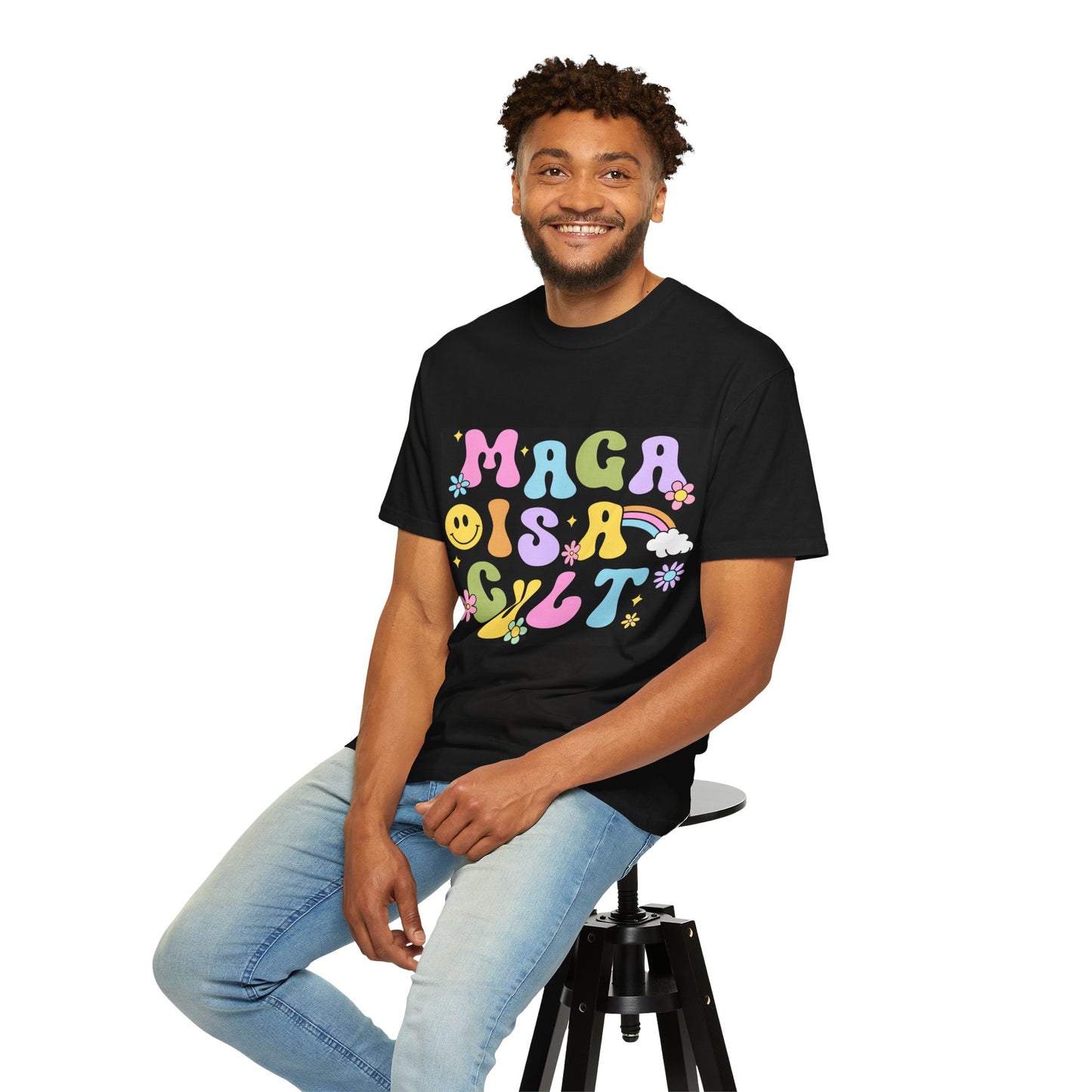 Colorful Statement T-Shirt - 'MAGA IS A CULT' Graphic Tee, Unisex T-Shirt, Trendy Apparel, Fun Gift, Casual Wear