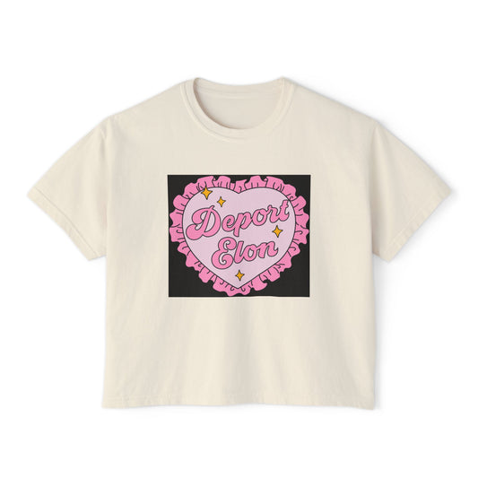 Depor-Elon Women's Boxy Tee, Trendy Graphic Tee, Statement T-Shirt, Casual Fashion Top, Irreverent Gift Idea, Summer Style Top