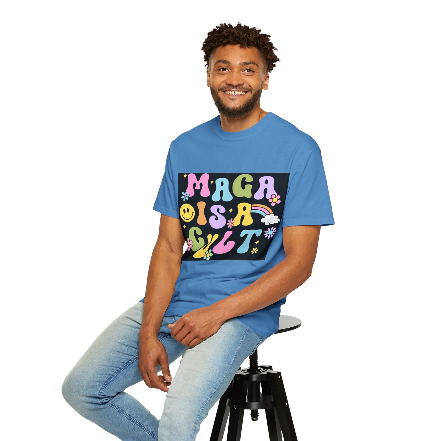 Colorful Statement T-Shirt - 'MAGA IS A CULT' Graphic Tee, Unisex T-Shirt, Trendy Apparel, Fun Gift, Casual Wear