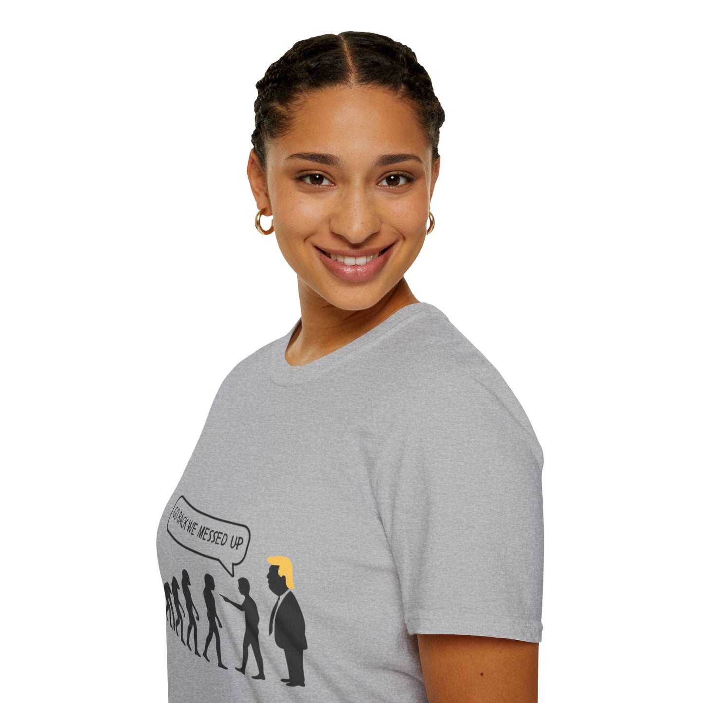 Evolution Humor Unisex Softstyle T-Shirt, Funny Tee, Gift for Friends, Casual Wear, Statement Apparel, Quirky Election Shirt