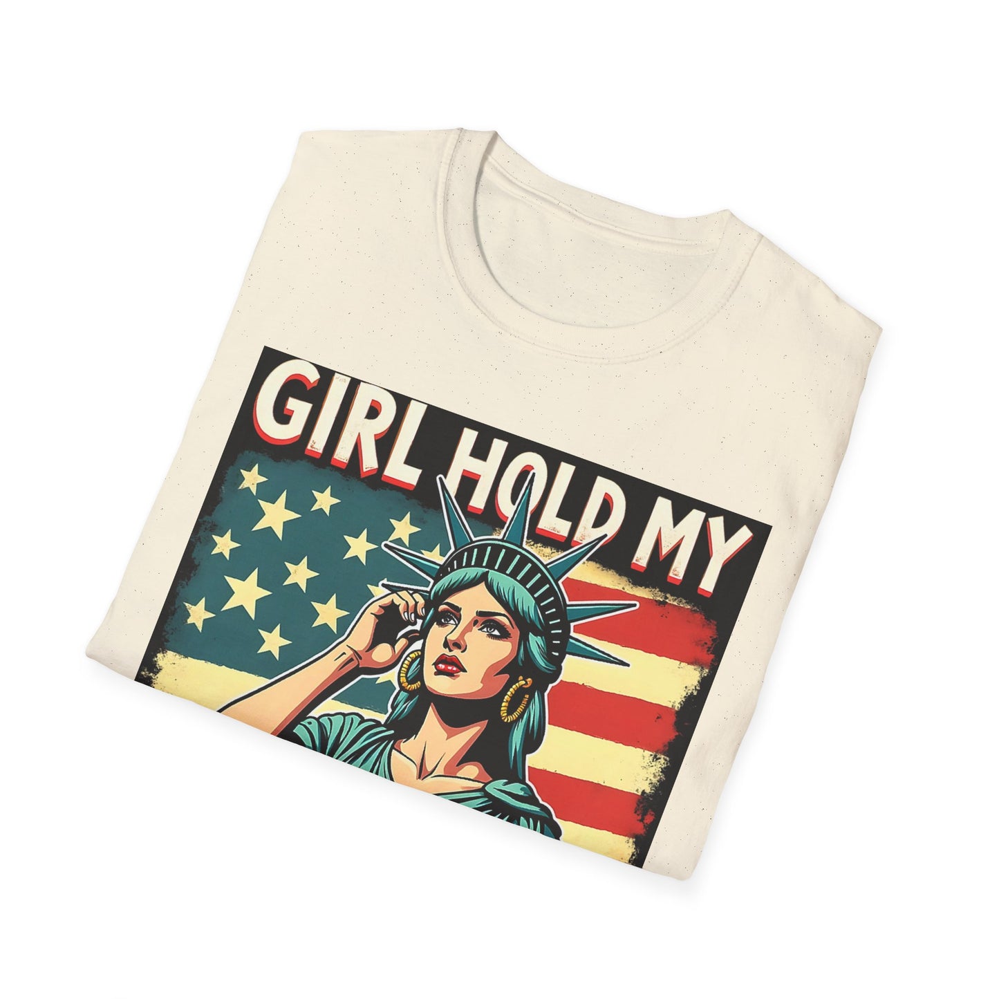 Patriotic Graphic Tee - "Girl Hold My Earrings" Unisex Softstyle T-Shirt, Independence Day, Gifts for Her, Fun Statement Shirt, [...]