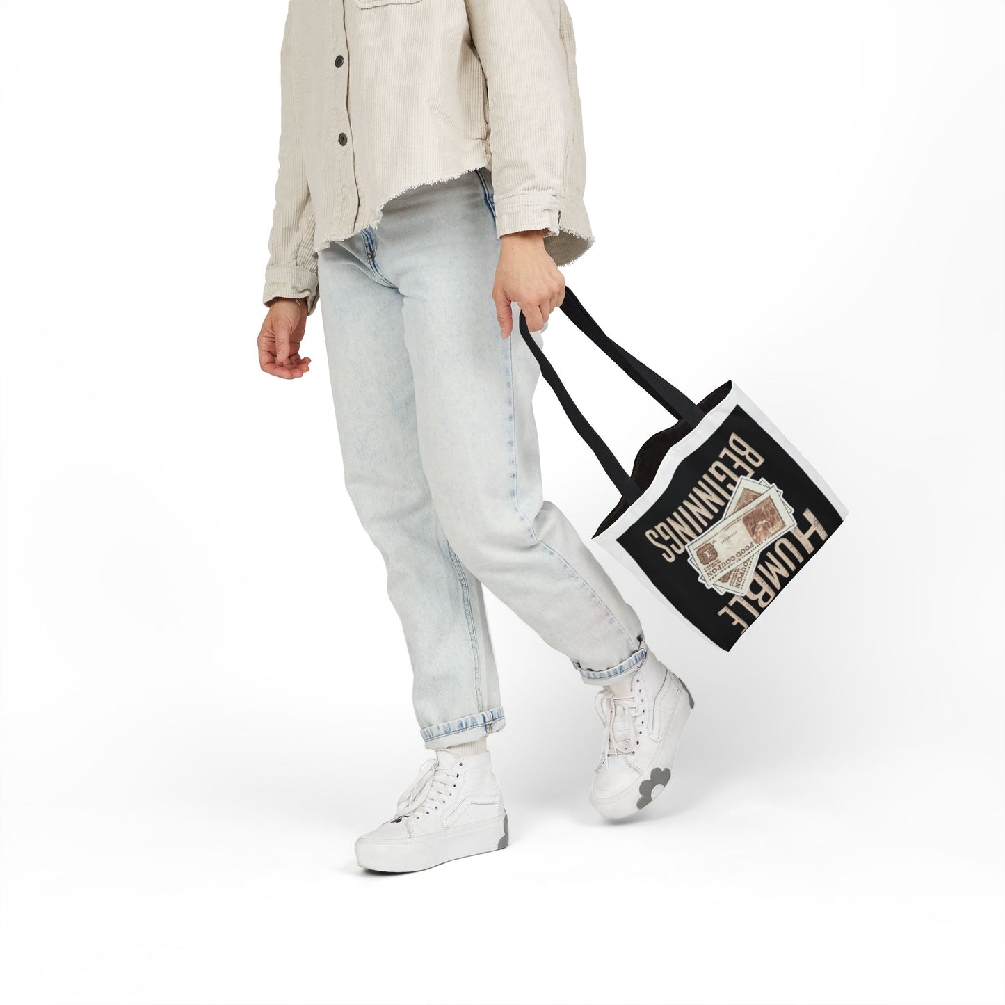 Humble Beginnings Canvas Tote Bag, Eco-Friendly Shopping Bag, Beach Tote, Gift for Graduates, Stylish Everyday Bag