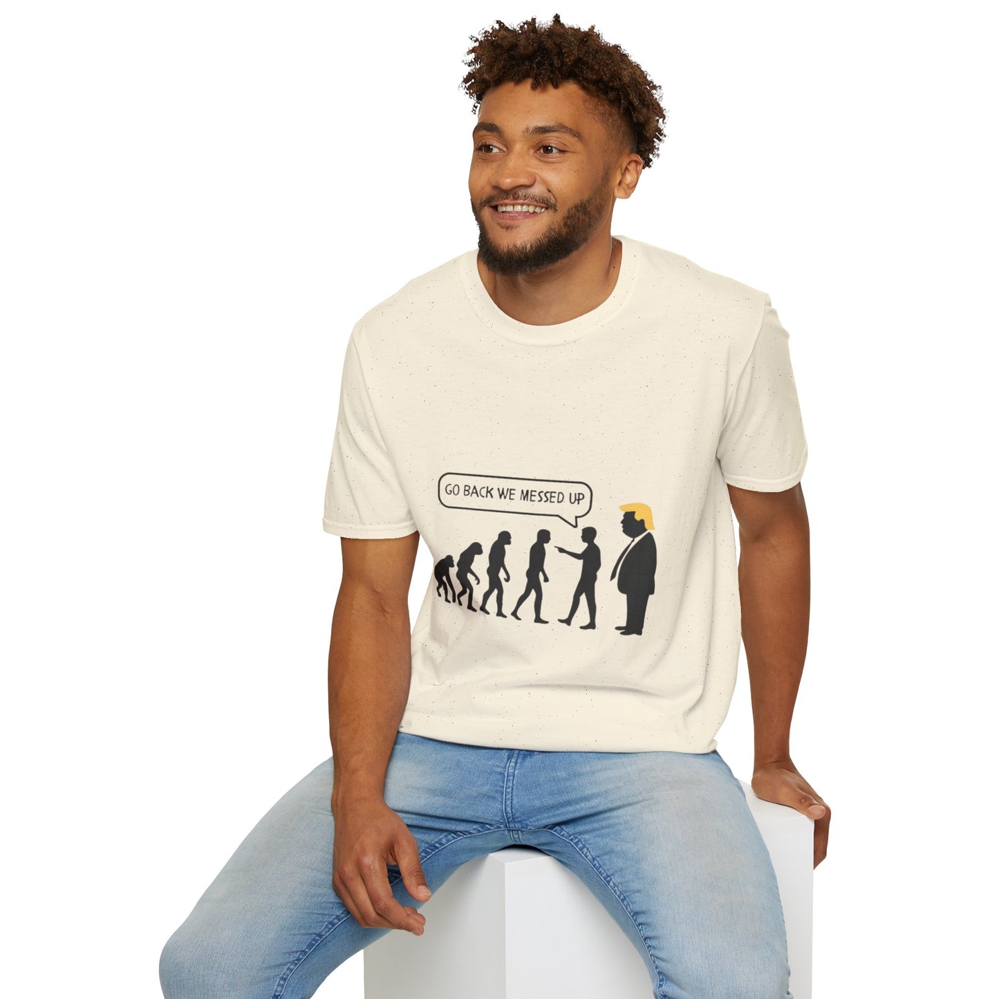 Evolution Humor Unisex Softstyle T-Shirt, Funny Tee, Gift for Friends, Casual Wear, Statement Apparel, Quirky Election Shirt