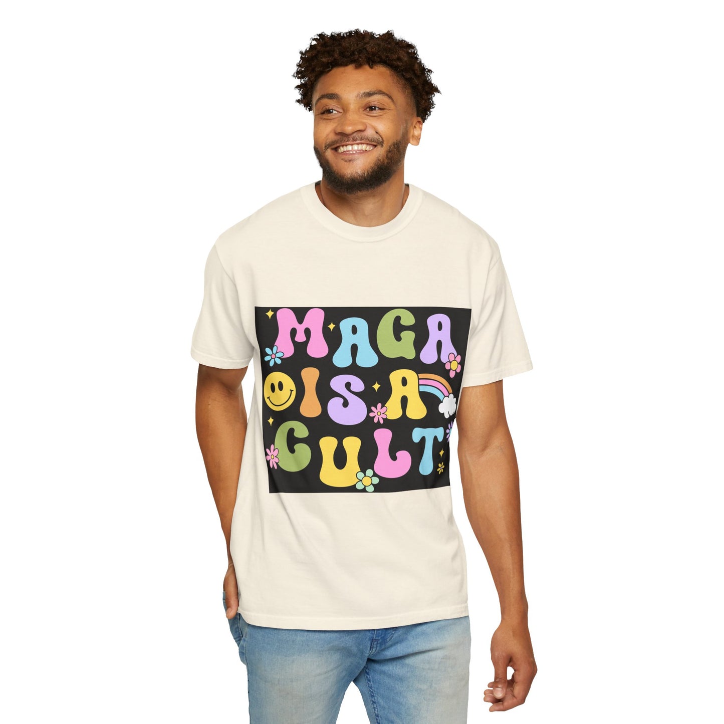 Colorful Statement T-Shirt - 'MAGA IS A CULT' Graphic Tee, Unisex T-Shirt, Trendy Apparel, Fun Gift, Casual Wear