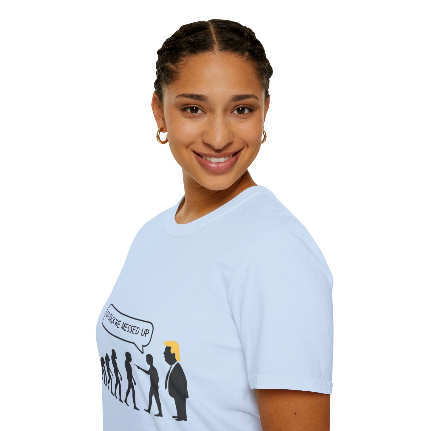 Evolution Humor Unisex Softstyle T-Shirt, Funny Tee, Gift for Friends, Casual Wear, Statement Apparel, Quirky Election Shirt