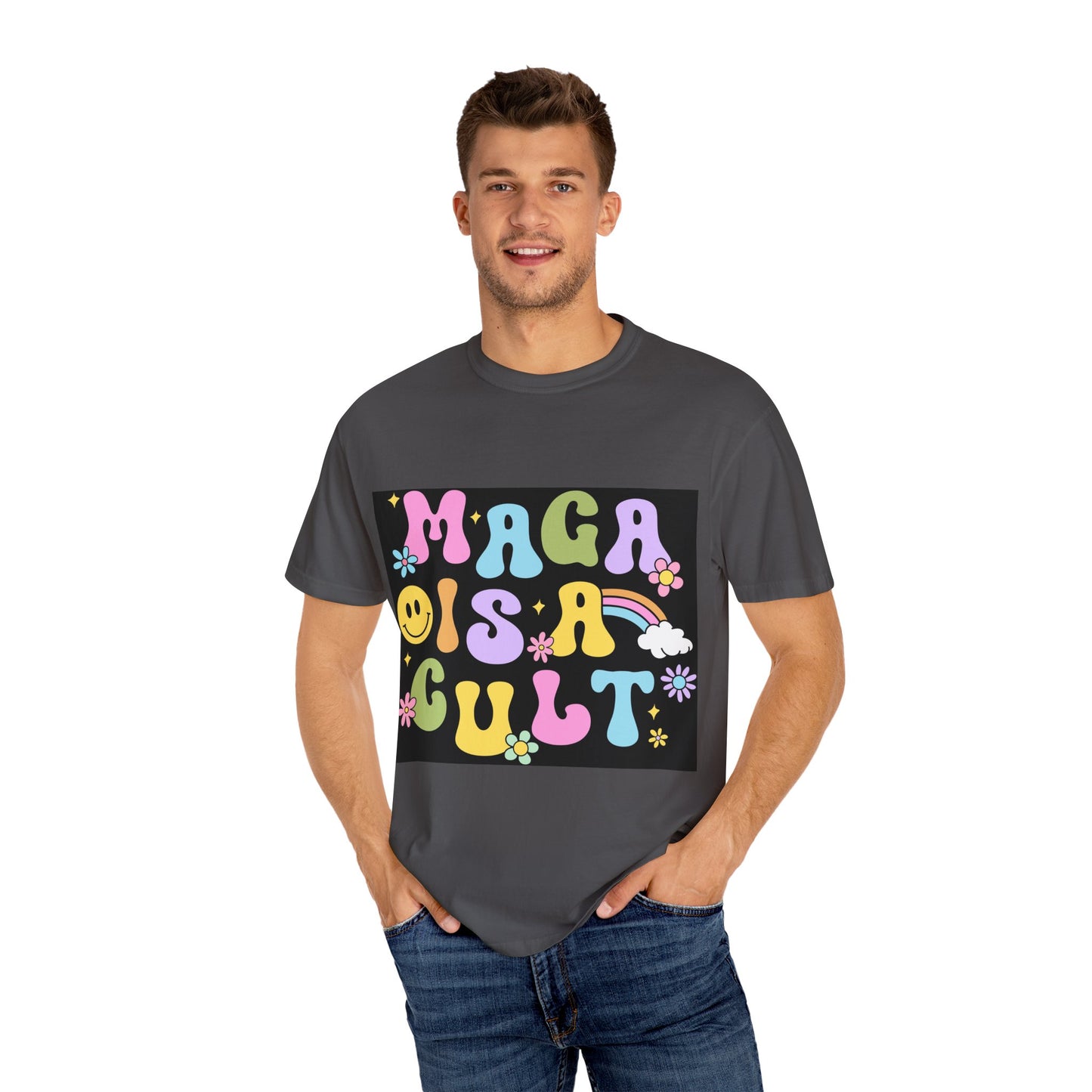 Colorful Statement T-Shirt - 'MAGA IS A CULT' Graphic Tee, Unisex T-Shirt, Trendy Apparel, Fun Gift, Casual Wear