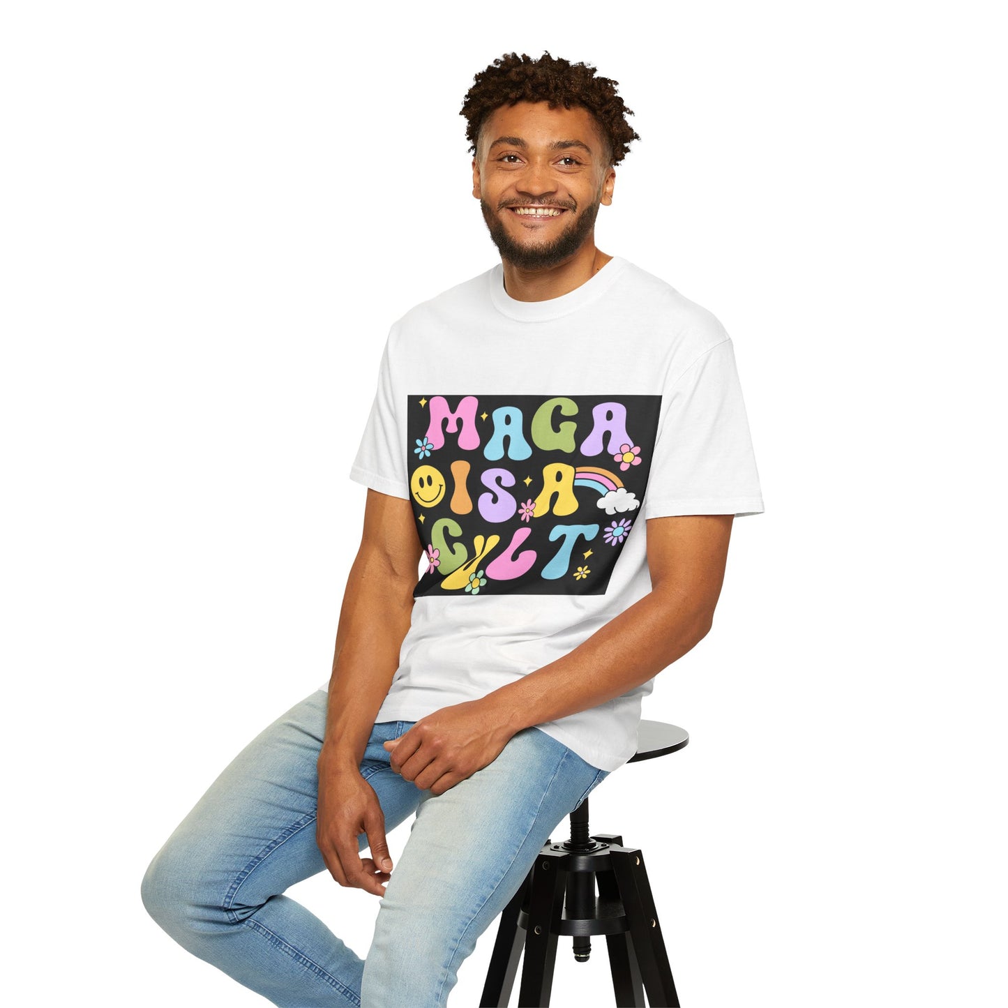 Colorful Statement T-Shirt - 'MAGA IS A CULT' Graphic Tee, Unisex T-Shirt, Trendy Apparel, Fun Gift, Casual Wear