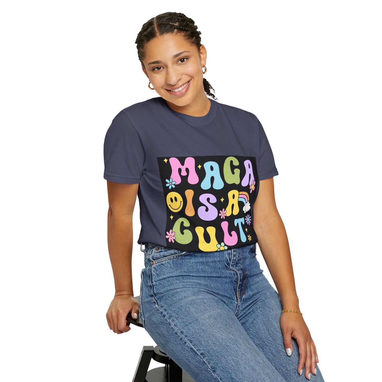 Colorful Statement T-Shirt - 'MAGA IS A CULT' Graphic Tee, Unisex T-Shirt, Trendy Apparel, Fun Gift, Casual Wear