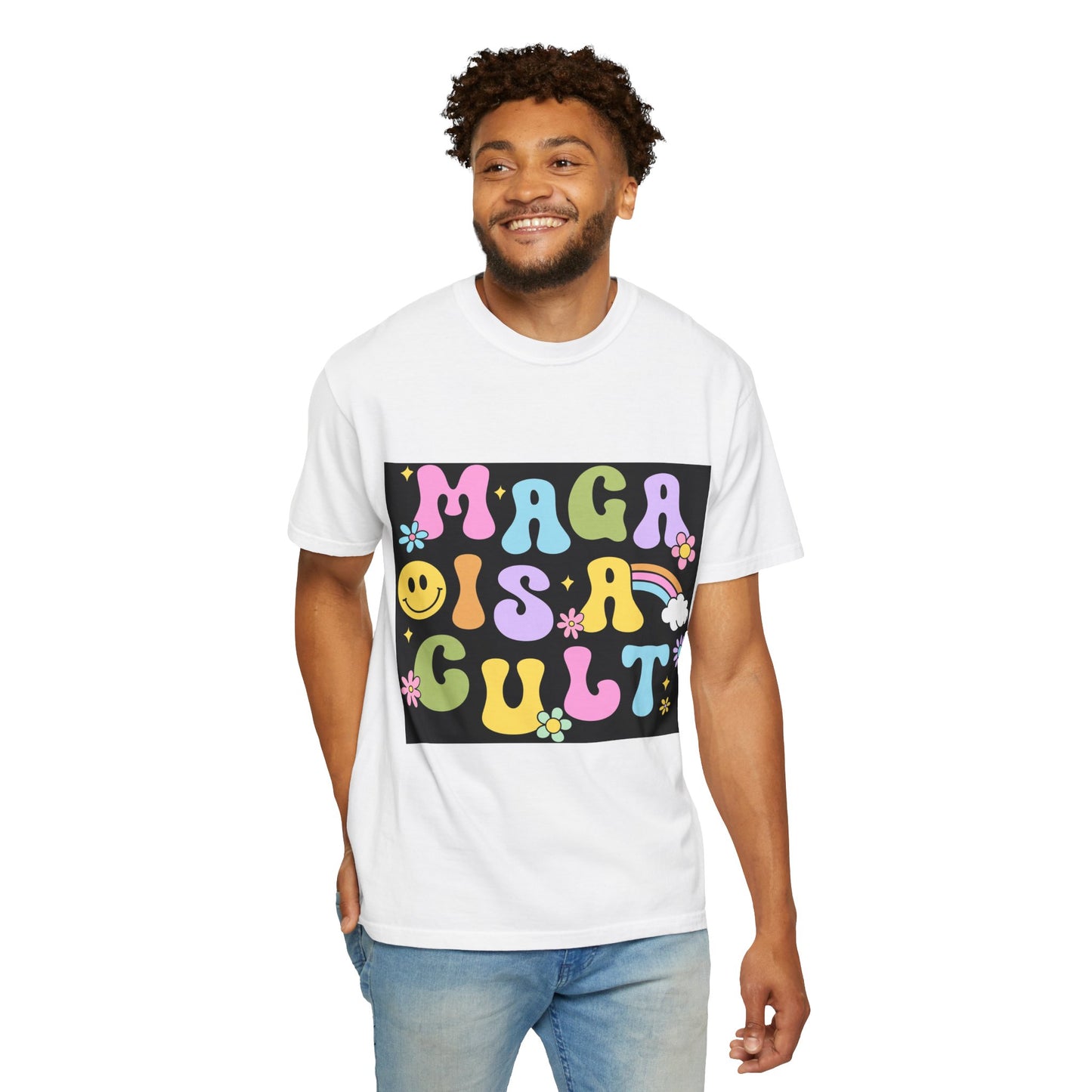 Colorful Statement T-Shirt - 'MAGA IS A CULT' Graphic Tee, Unisex T-Shirt, Trendy Apparel, Fun Gift, Casual Wear