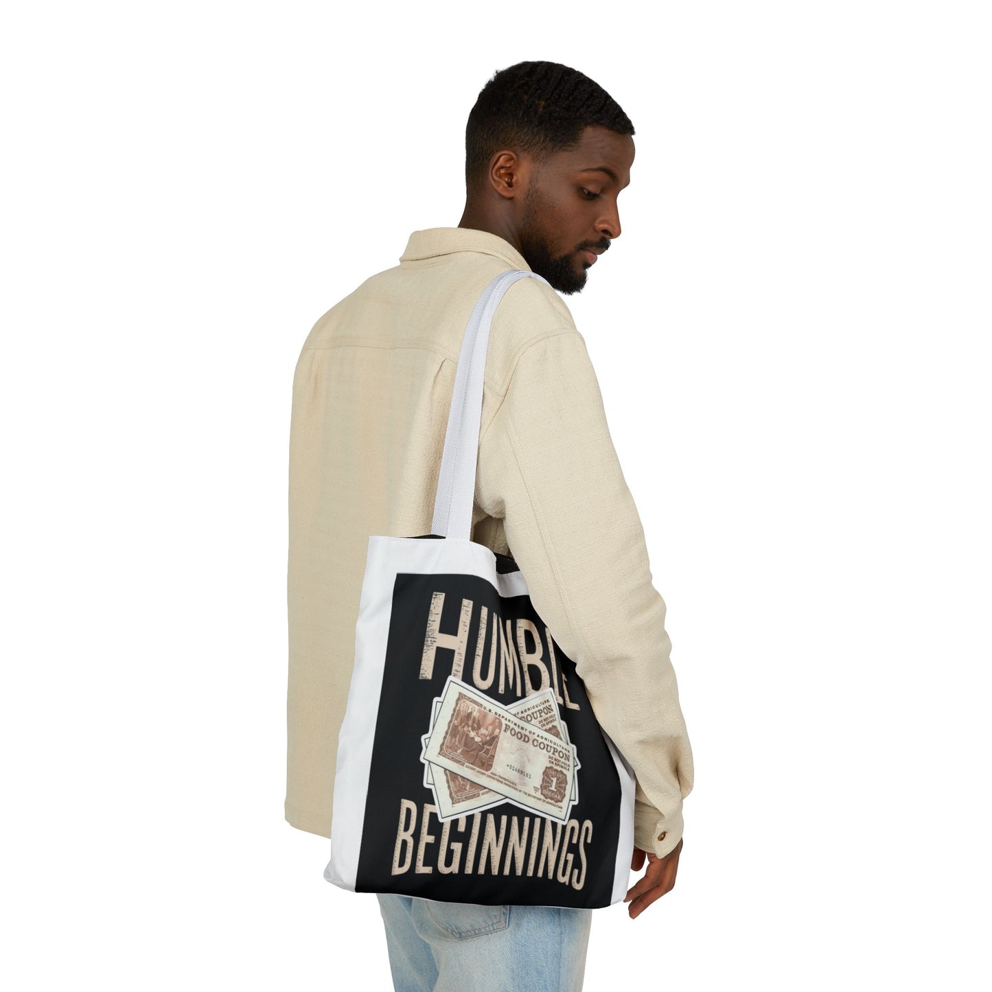 Humble Beginnings Canvas Tote Bag, Eco-Friendly Shopping Bag, Beach Tote, Gift for Graduates, Stylish Everyday Bag