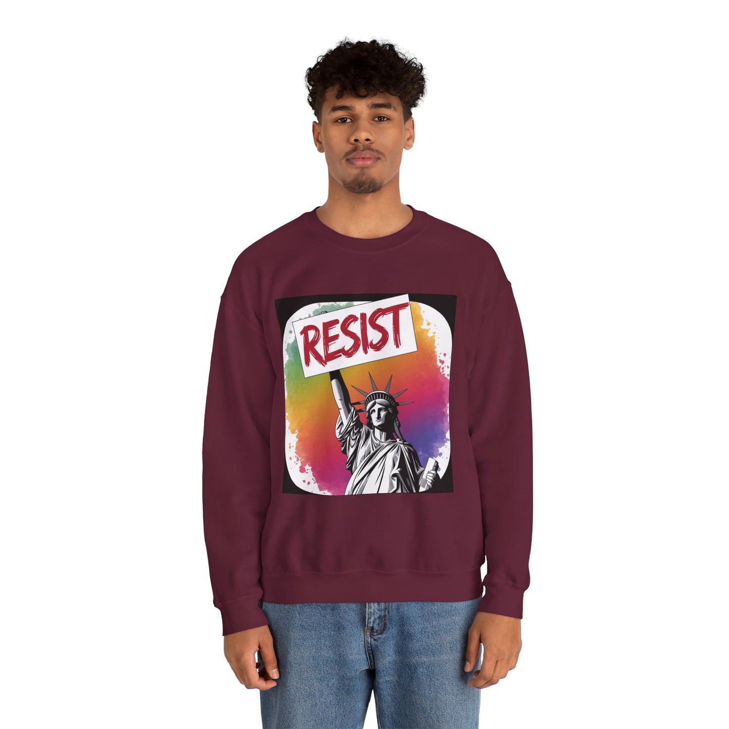 Colorful 'Resist' Crewneck Sweatshirt for Activists, Unisex Sweatshirt, Gift for Rally Participants, Statement Apparel, Casual [...]
