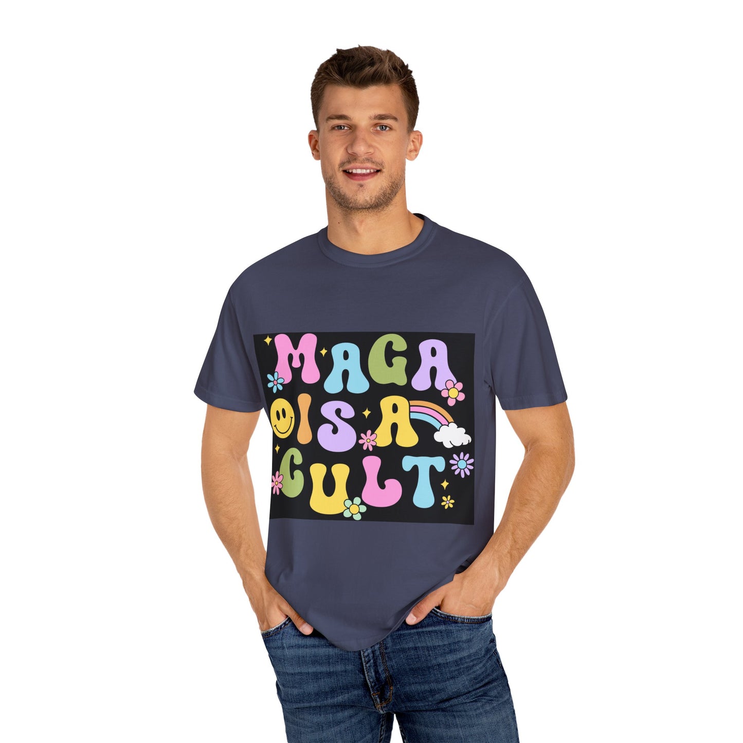 Colorful Statement T-Shirt - 'MAGA IS A CULT' Graphic Tee, Unisex T-Shirt, Trendy Apparel, Fun Gift, Casual Wear